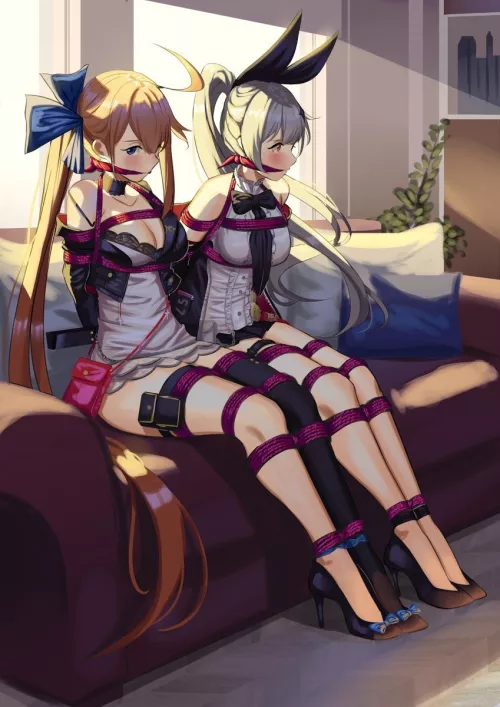 Two besties bondaged and ready to be fucked by Qilaraa