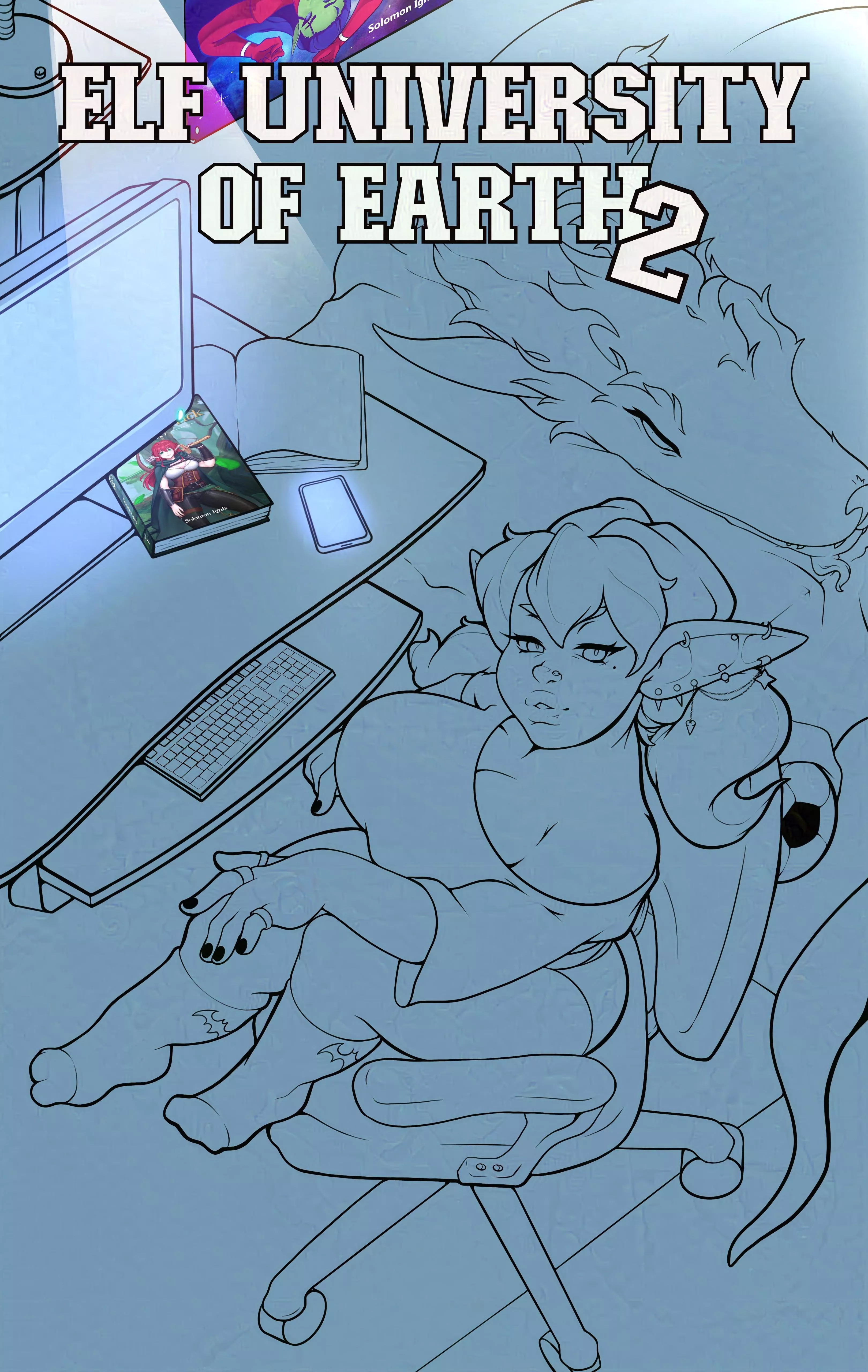 After scrapping the original draft 2/3 in, I've almost finished Elf University of Earth 2! Check out the cover's lineart! posted by Solomon_Ignis