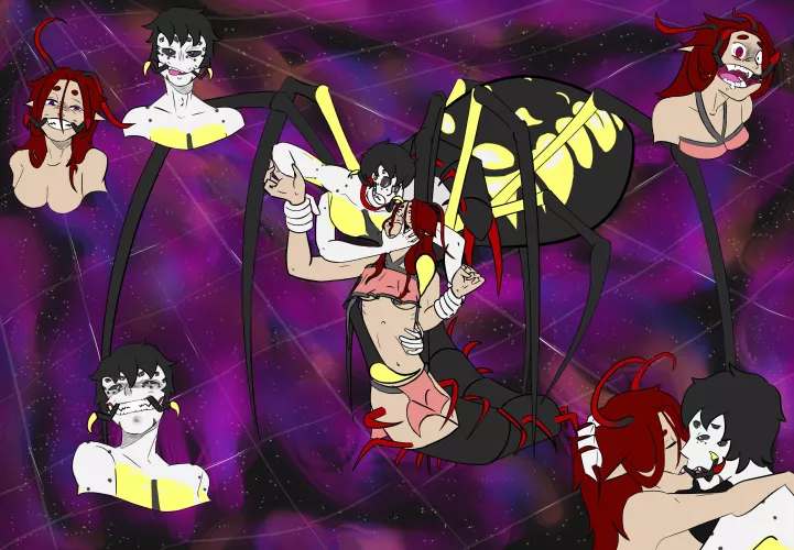 Crazy Centipede Lady and her Crazier Arachnid Boyfriend by Vegetable-File9407