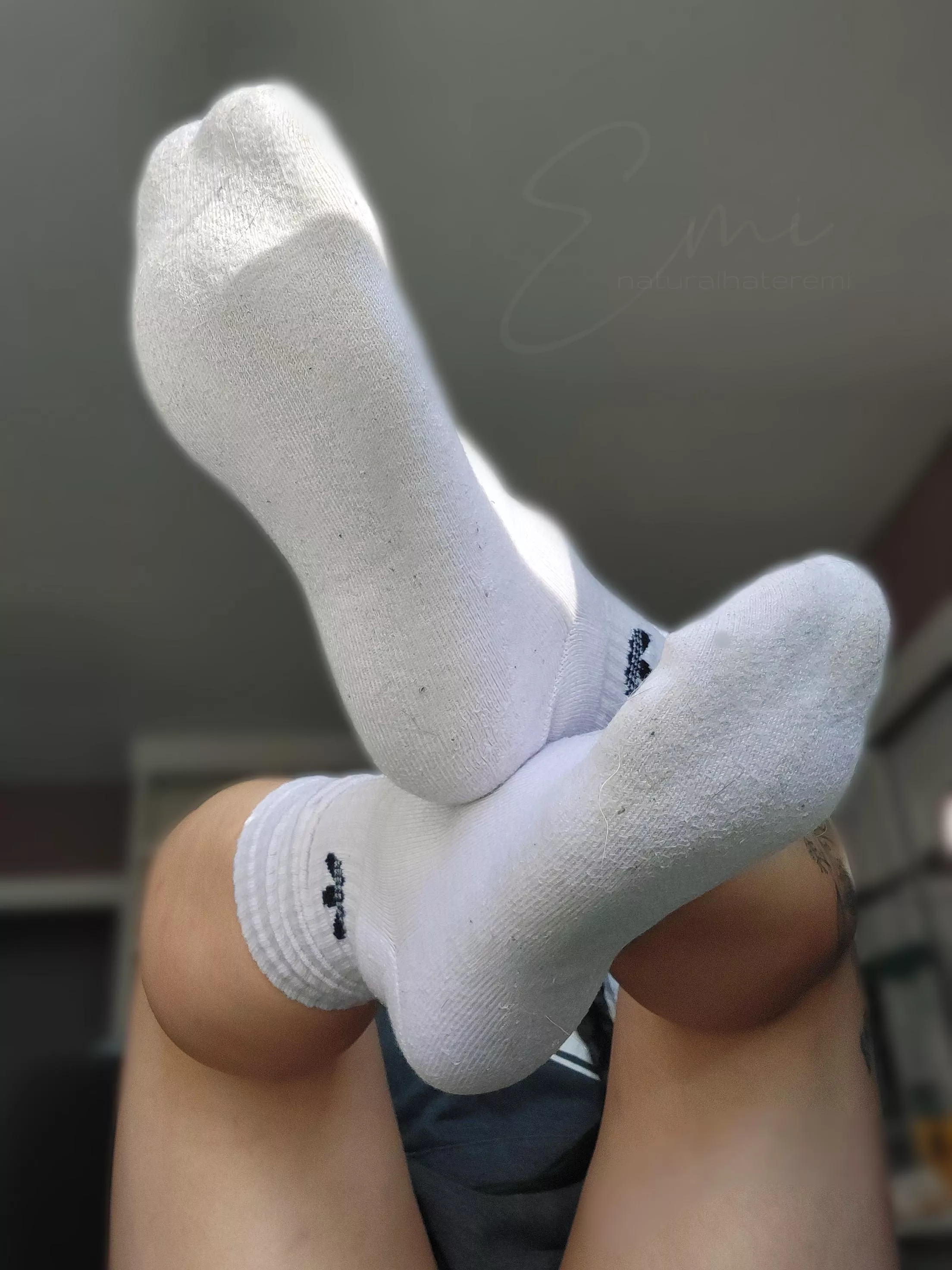 Dirty white gym socks with toe prints require immediate attention posted by naturalhateremi
