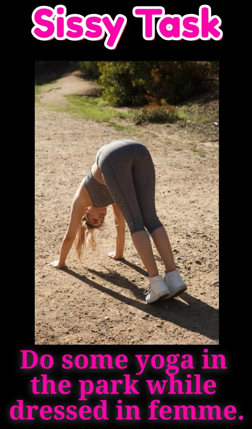 Do yoga in the park while dressed in femme  posted by StormRoyal8535