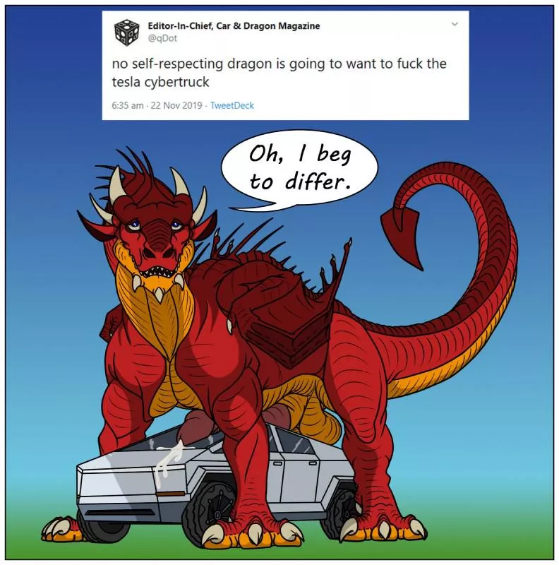 Dragon wants to fuck the tesla cybertruck posted by wolves_of_the_world