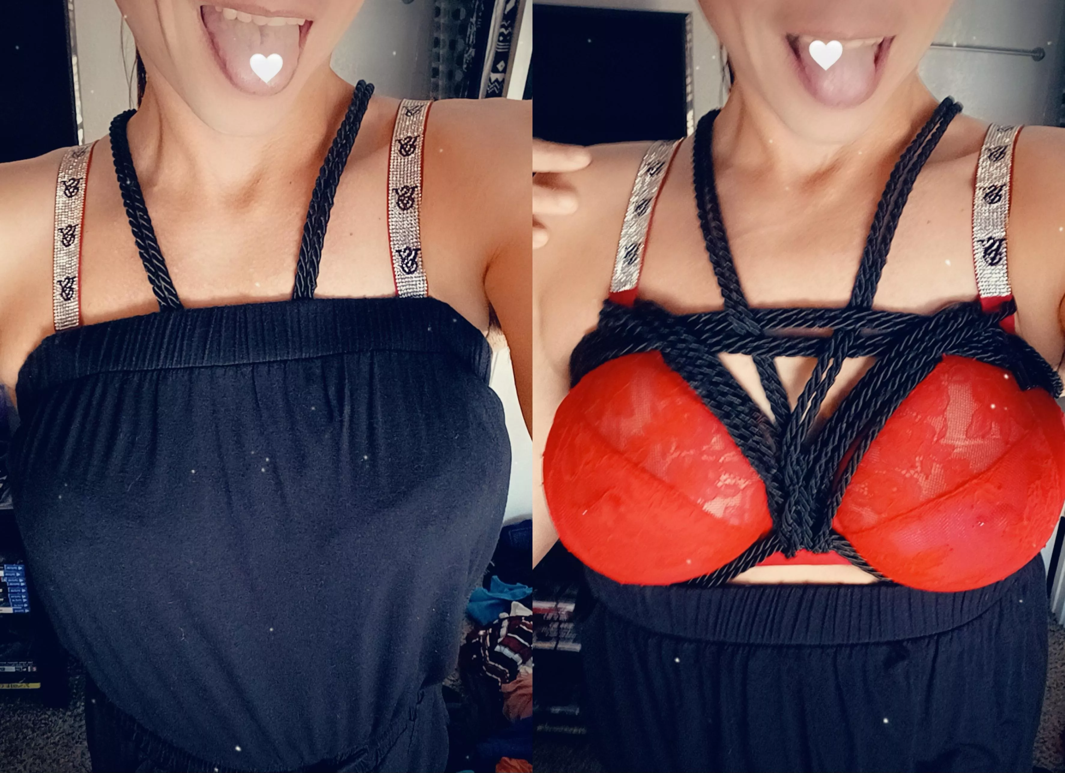 It's obvious I'm wearing a shine strap bra under my tube top, what's not obvious is what it looks like under my tube top 😈 posted by AustiAllDay