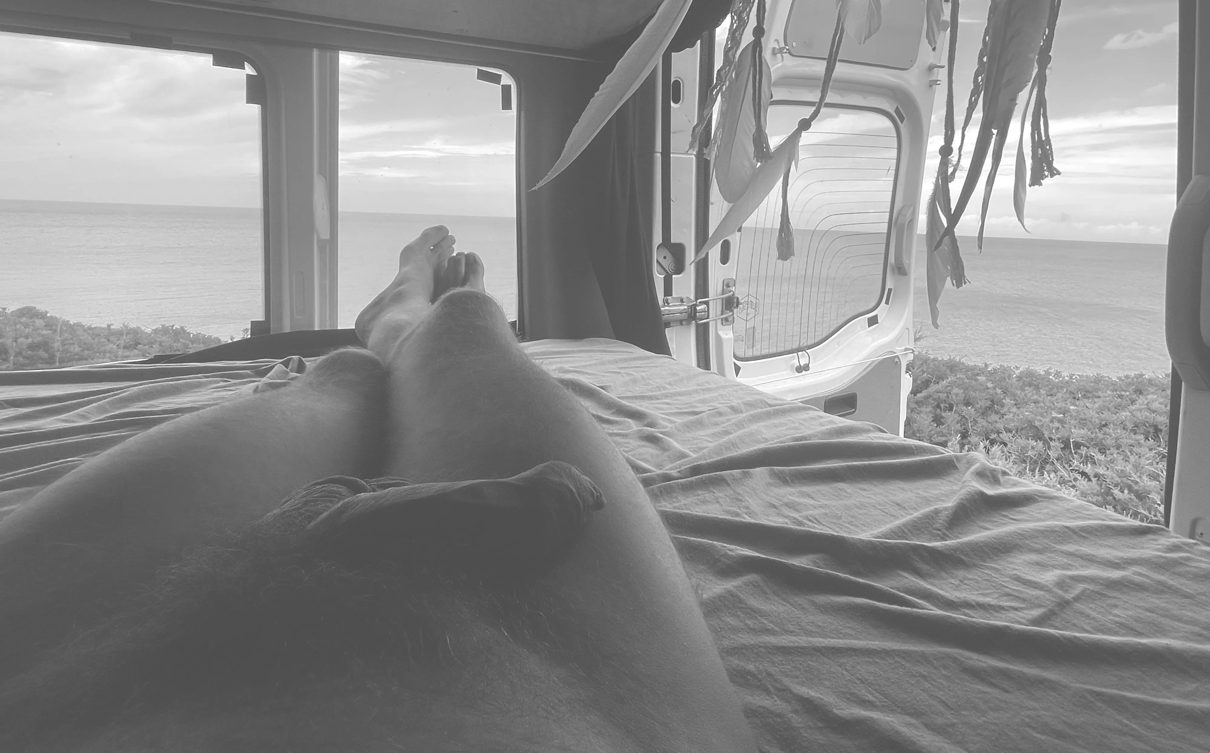 Just relaxing in van at the ocean  posted by Just_Conversation511