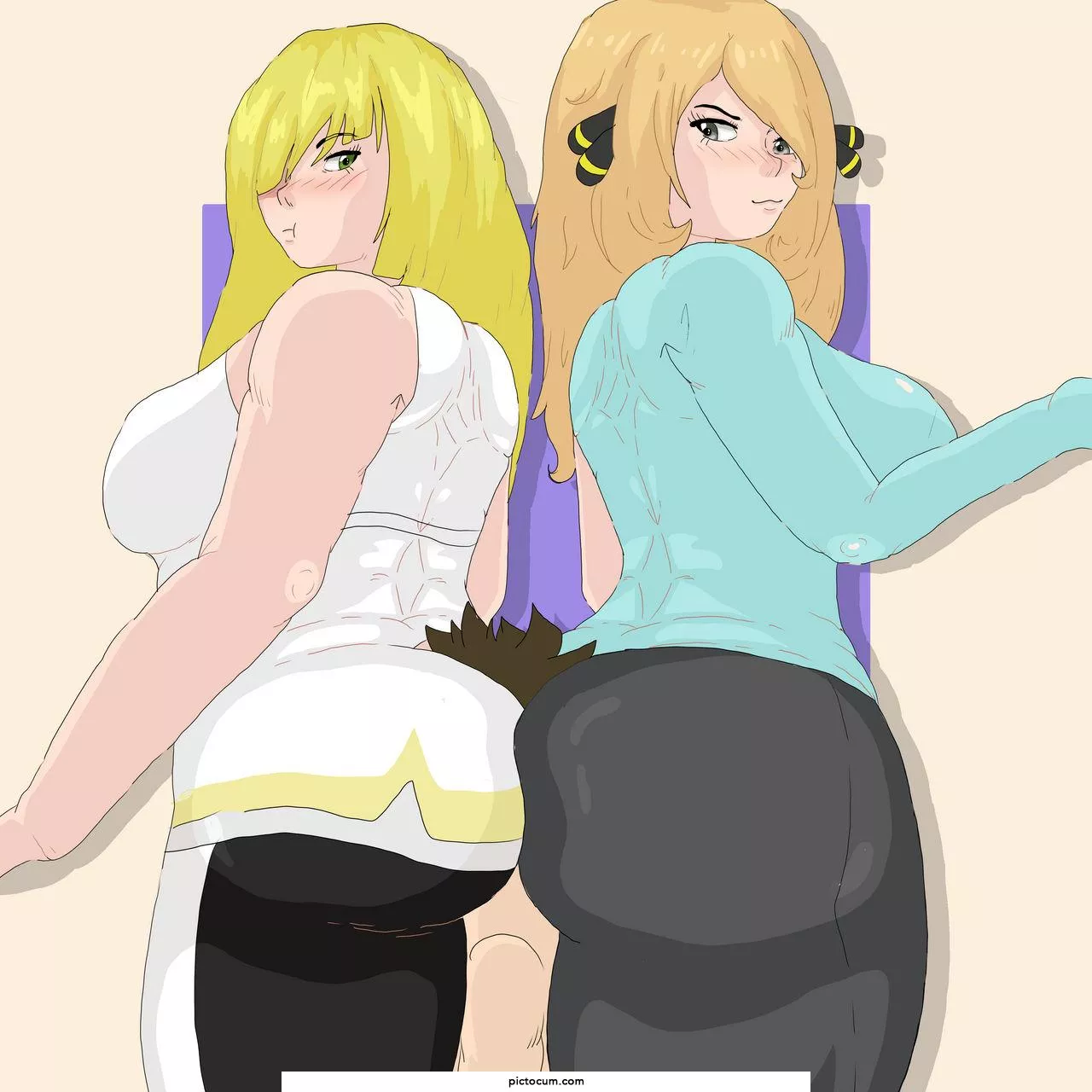 Lusamine And Cynthia Double Smothering (PicToCum) [Pokemon] posted by SupremoZanne