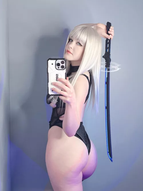 Me as a Cyber Girl with my Katana by Emfoxpng