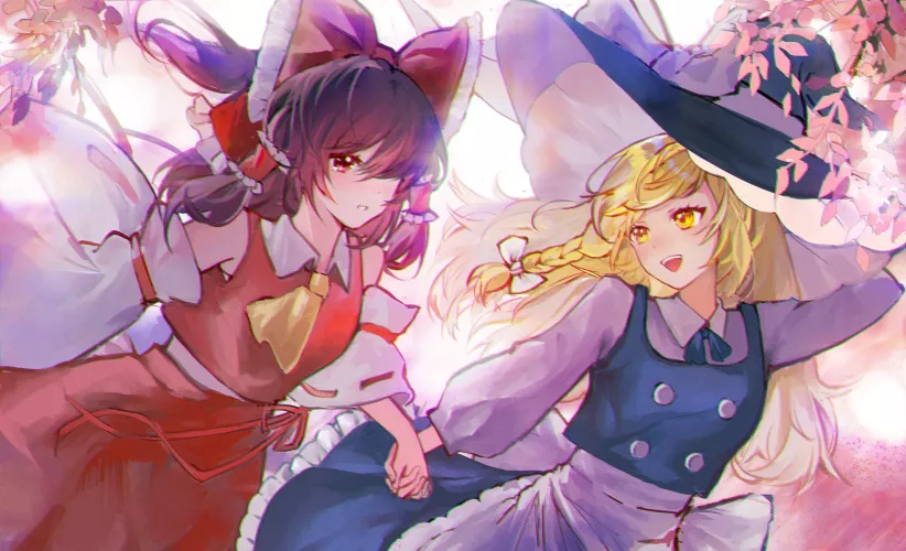 Reimu and Marisa by kahn878