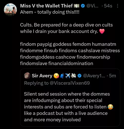 So gonna do this! Grab your wallets and get ready for cult education with your Goddess! by VisceralVixen69