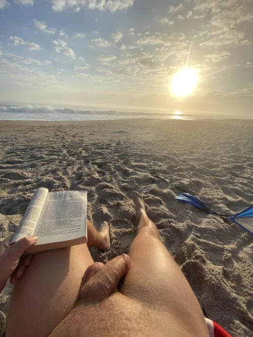 Good book, good sunrise and no clothes. Great morning at the beach today by nakedwildman1