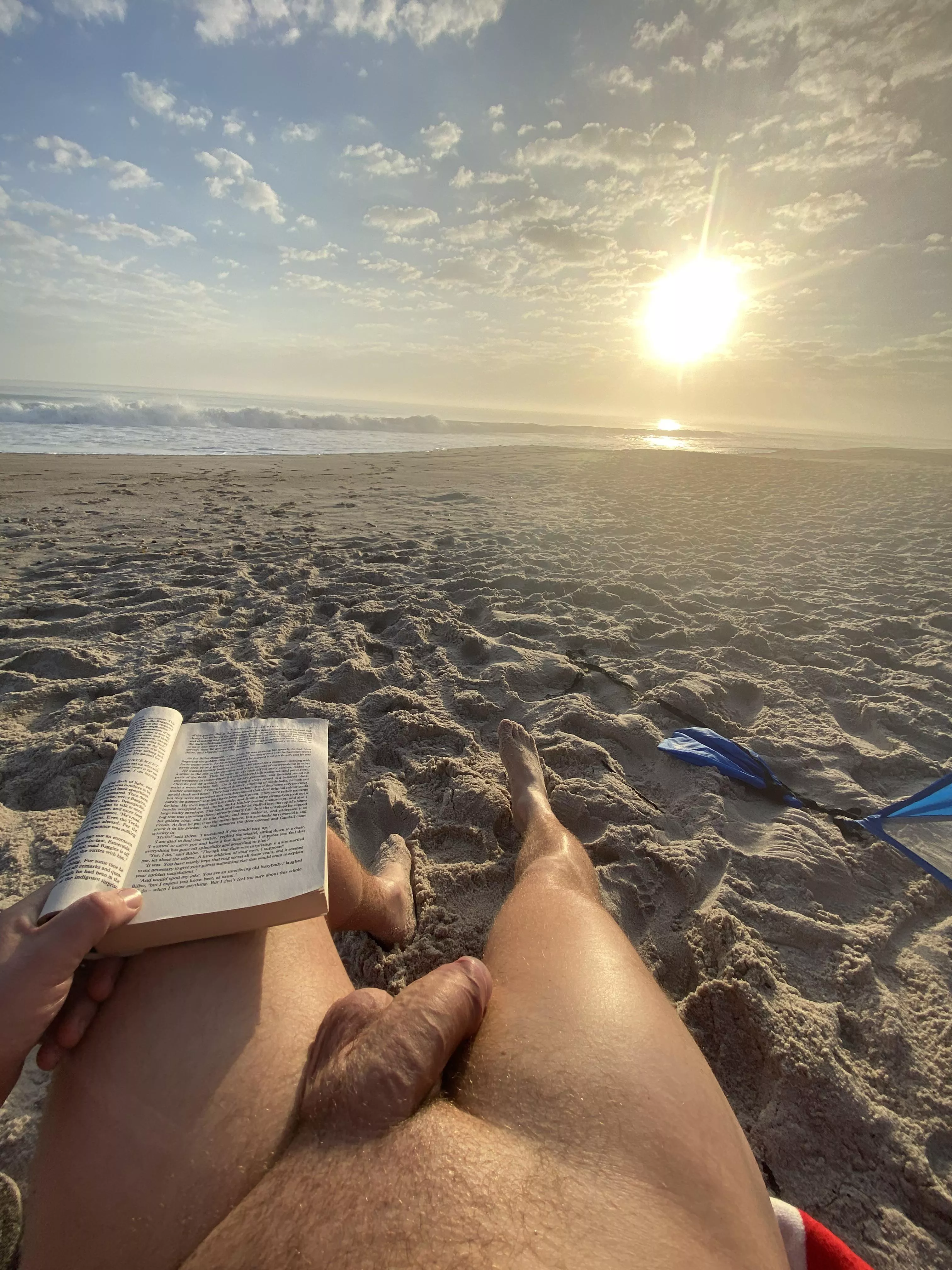 Good book, good sunrise and no clothes. Great morning at the beach today posted by nakedwildman1