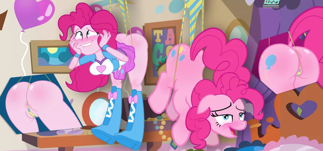 Pinkie Pie and Pinkie Pie get wedgies for their birthday (Uzzi) by myfriendscantknow