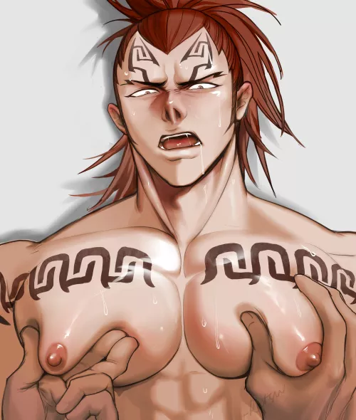 Playing with Renji's pecs [Twitter: sarnox1] by anon_vers_boi