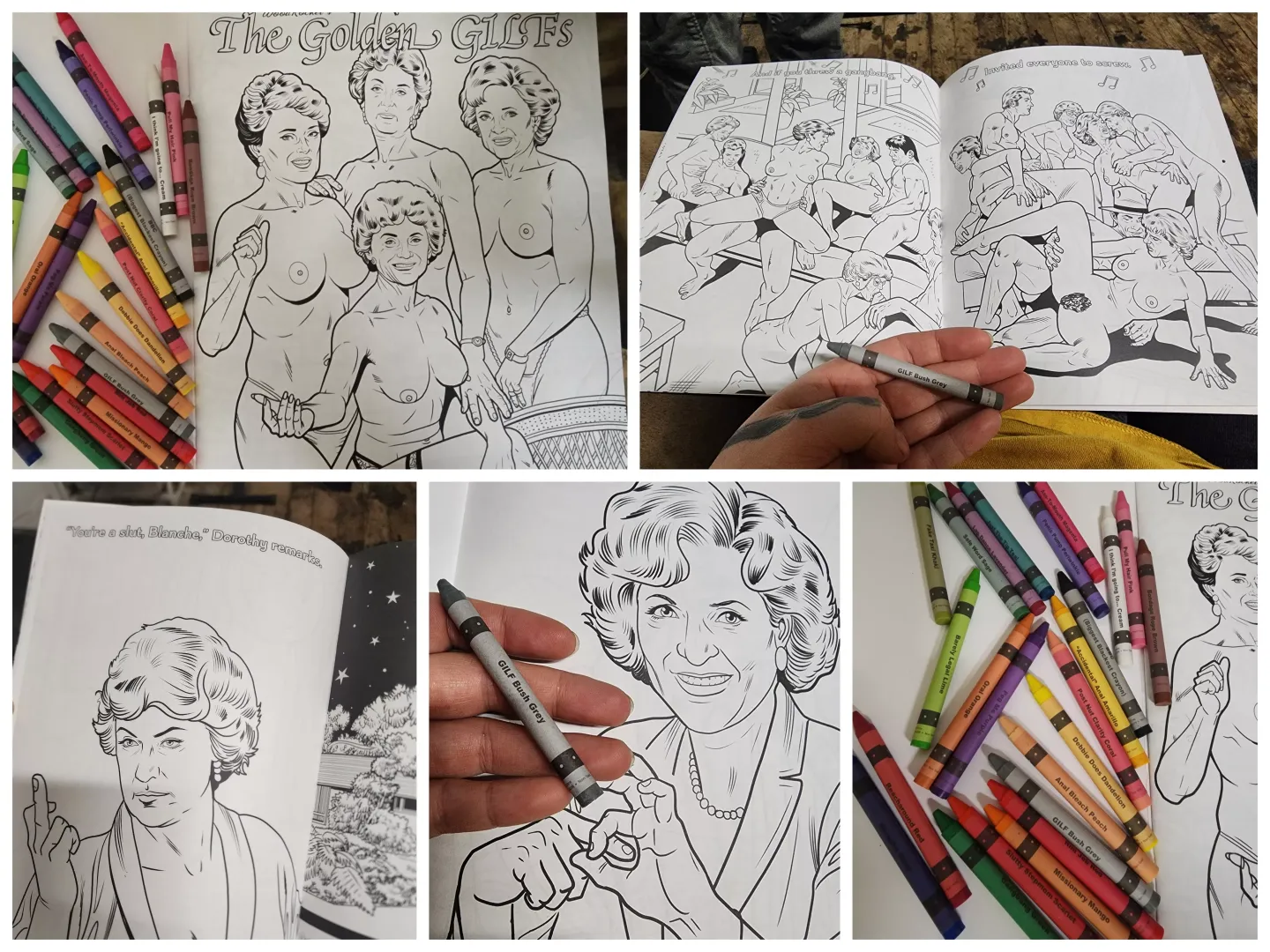 This NSFW Golden Girls Coloring Book I Was Given (Peep those crayon names!) by D00MB0XX