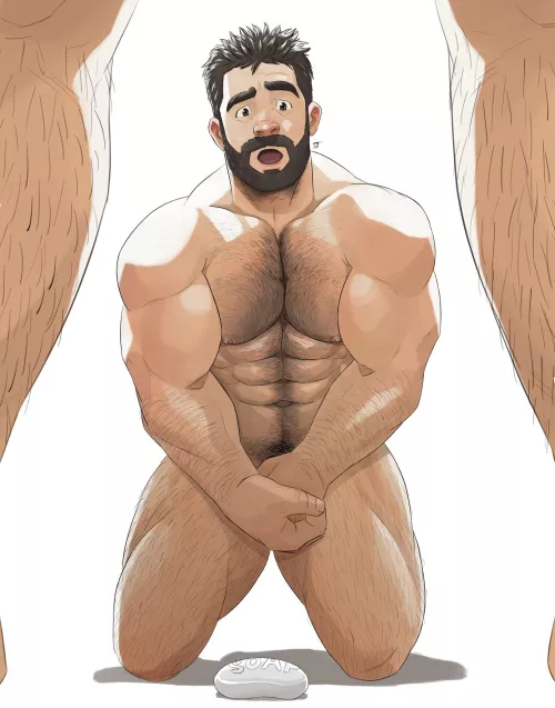 He dropped the soap 🙈 (@JoJiArt) by kingkong2f