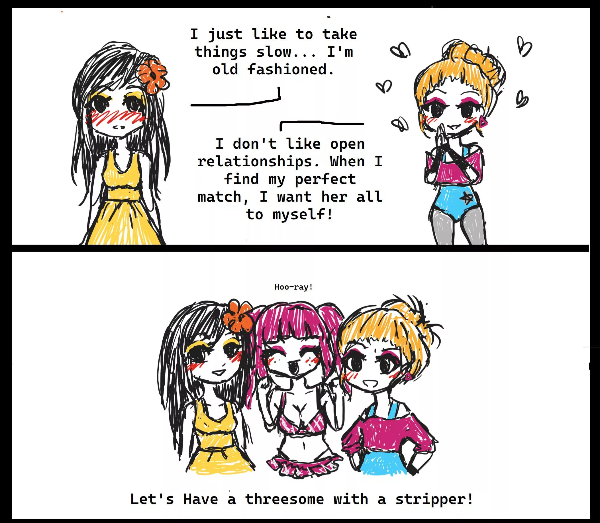 Huniepop logic be like (i doodled this on whiteboard dont hate me for quality 😂) posted by elrineswag