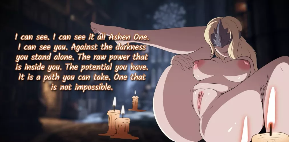 LF Color Source: mask, dark souls, 1girl, spread legs, shaved, blonde, 