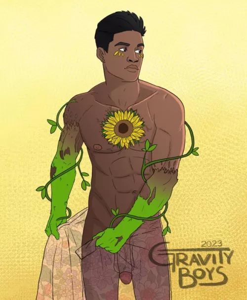 My OC Tiago showing off his…love for nature 🌻 (Gravity Boys link in comments) by thosegravityboys