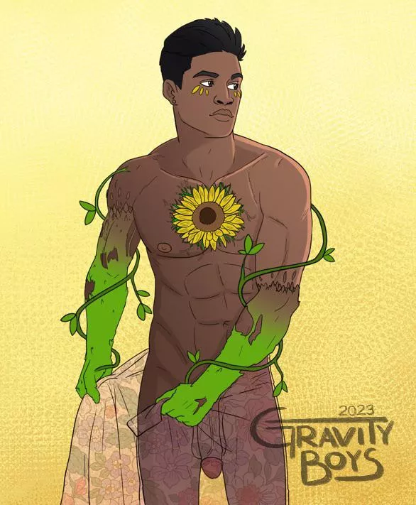 My OC Tiago showing off his…love for nature 🌻 (Gravity Boys link in comments) posted by thosegravityboys
