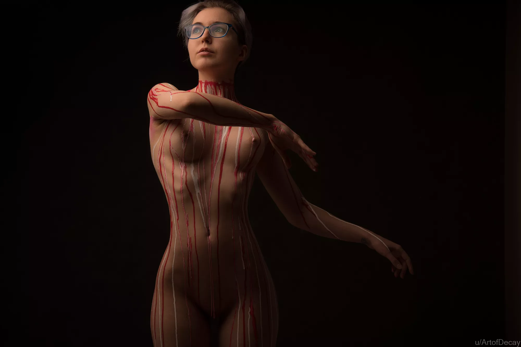 Red & white acrylic on MargoKuz posted by ArtofDecay