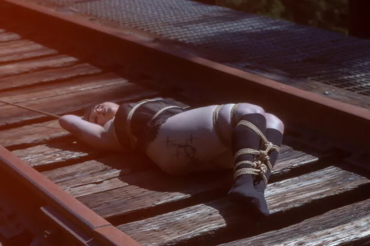 tied up a hot babe on abandoned railroad tracks 🫠 by carobvlyn