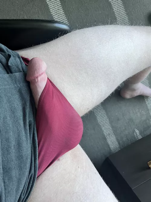 Wearing this tight red spandex thong all day by pantiedman420