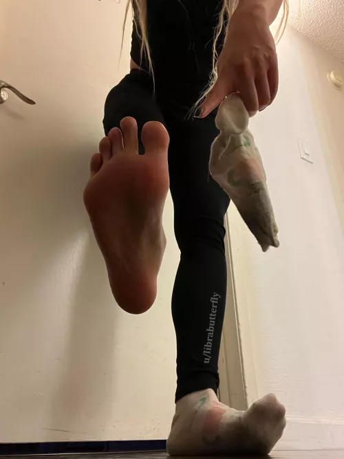 Come have a sniff 😚🧦 by librabutterfly