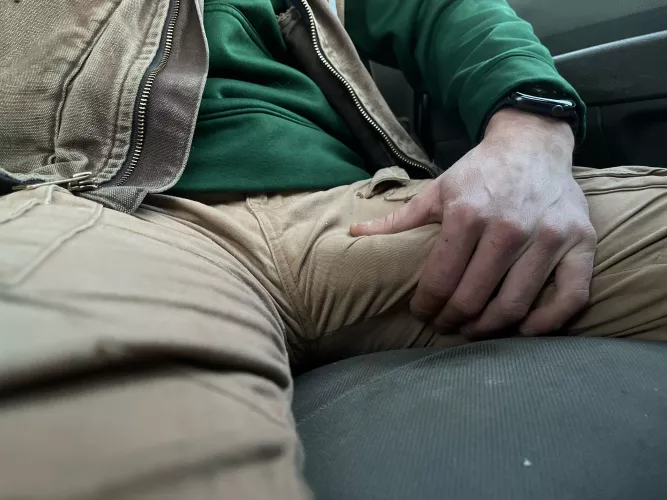 Rubbing my bulge waiting to head into the customers house by Electrician1989