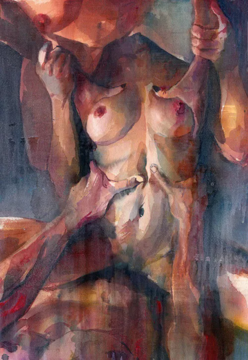 Trio, me, watercolor on paper by valeria_ko_art