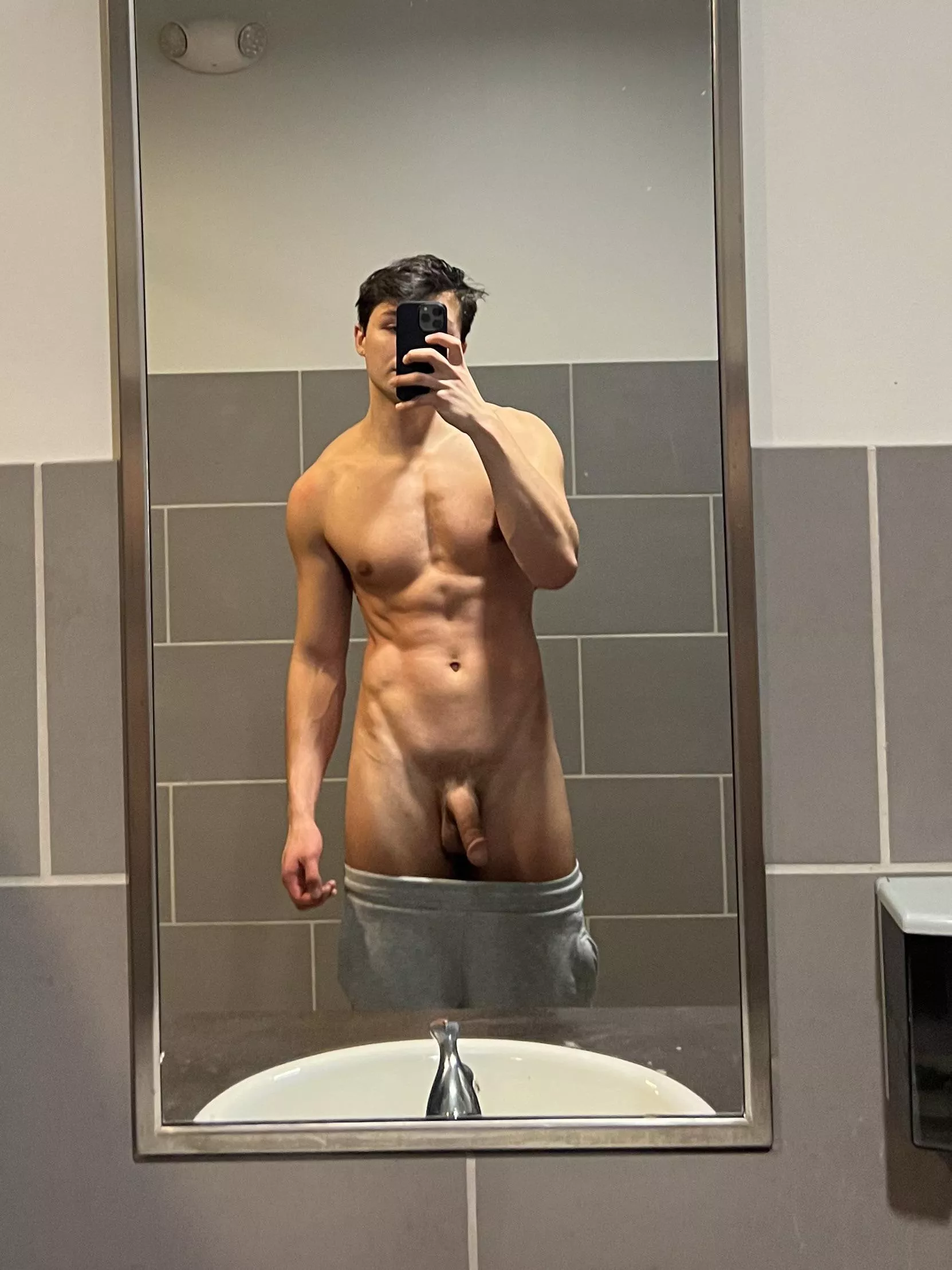 first time having my cock out in a public bathroom…. posted by kscollegetwink
