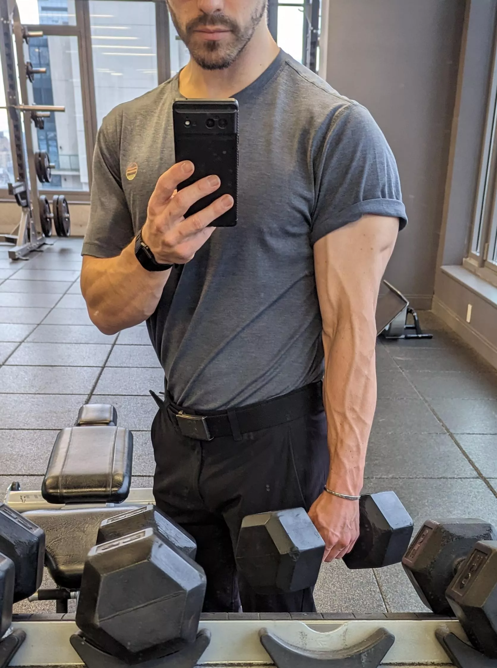 I wholeheartedly acknowledge the fact that holding a dumbbell is cheating. Hope you don't mind! posted by strokes_on_you