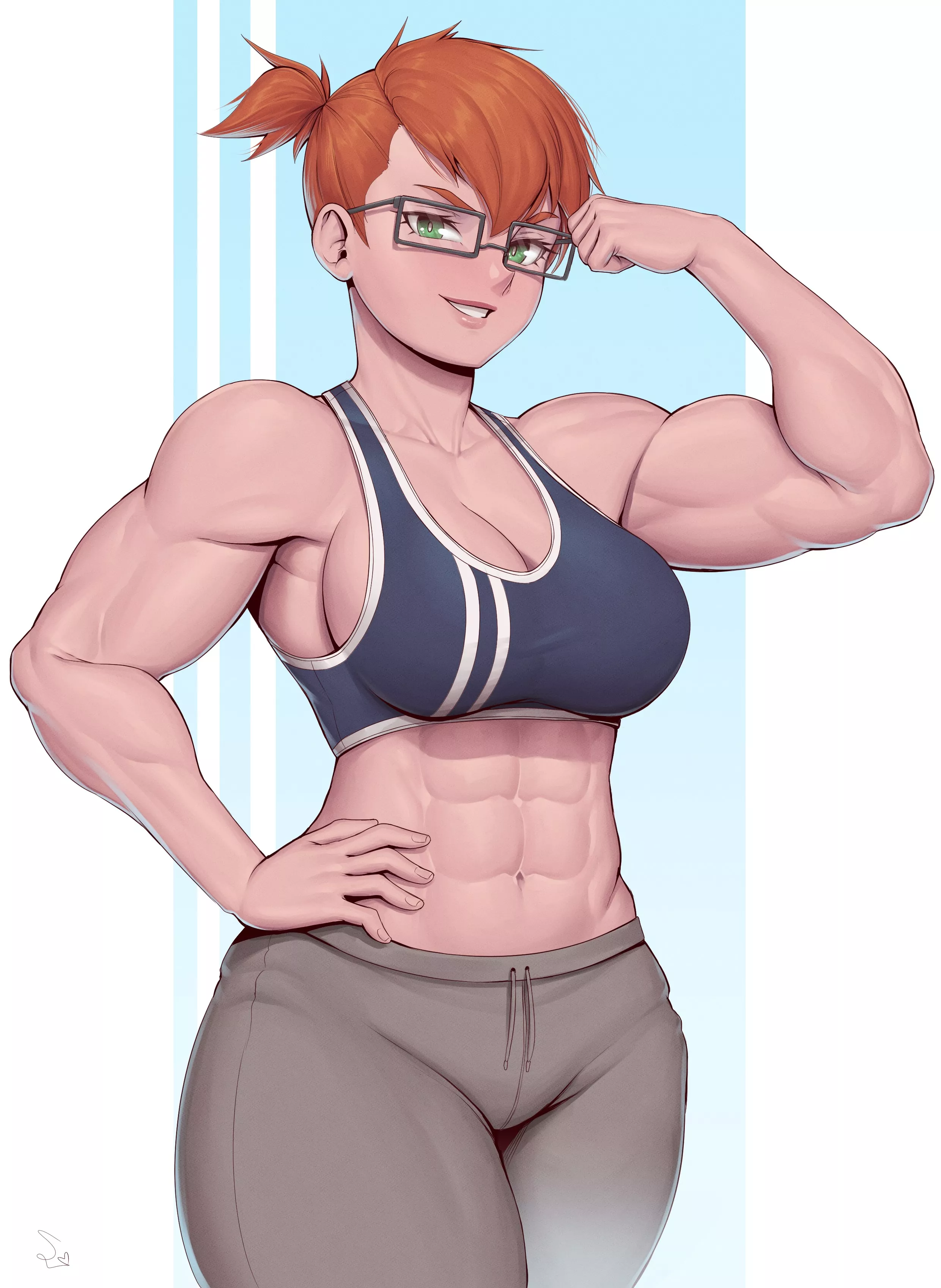 Muscular girl with glasses [Artist: SpeedL00ver] posted by ComaOfSouls