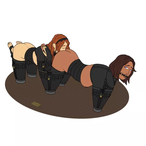 [OC] Going for a leather-clad walk (Commission) by BoundToMakeArt