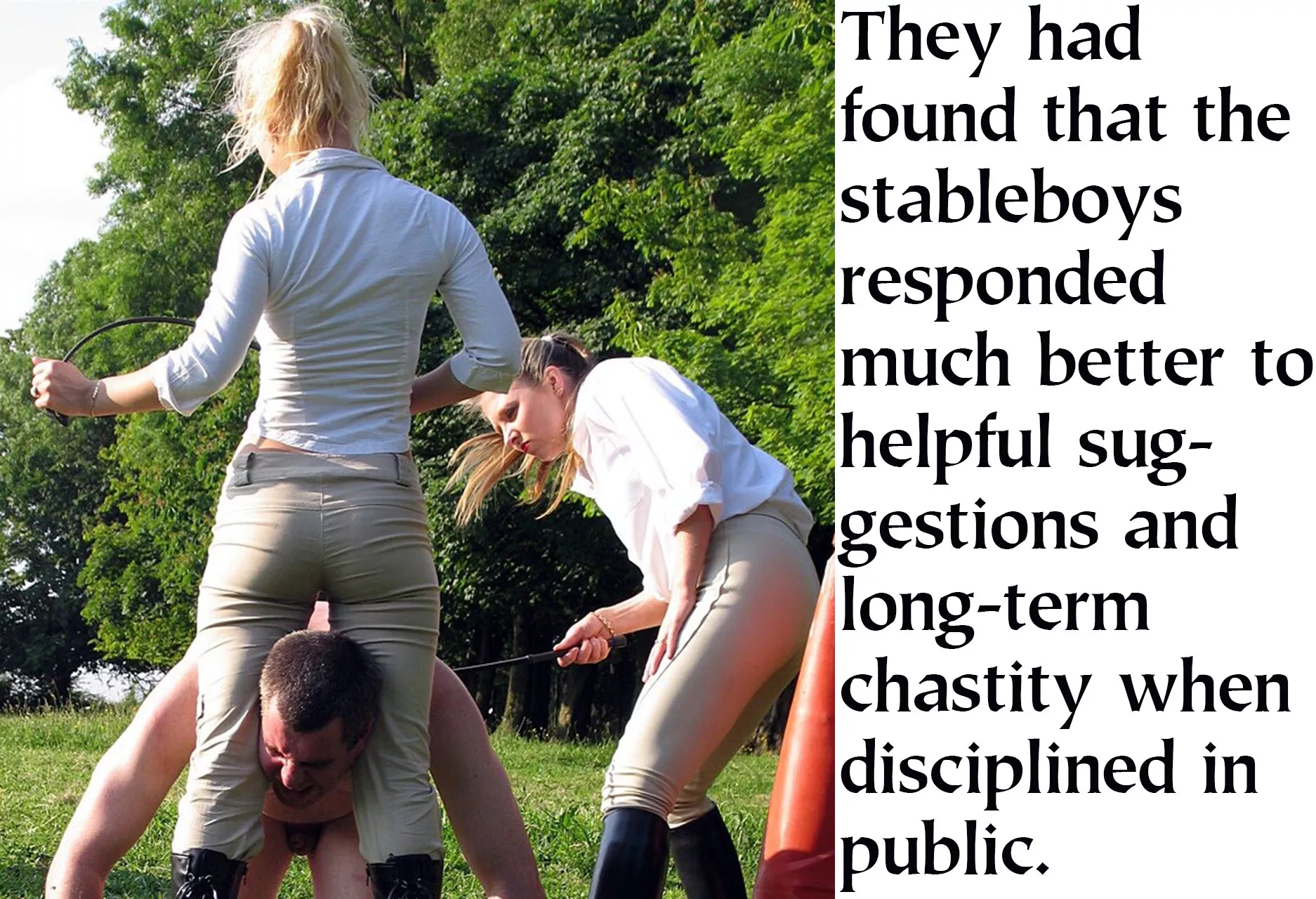 Actually, quite a crowd had gathered to witness this session. And She had glued sandpaper on the riding crop so that its effectiveness was increased. posted by cbtok