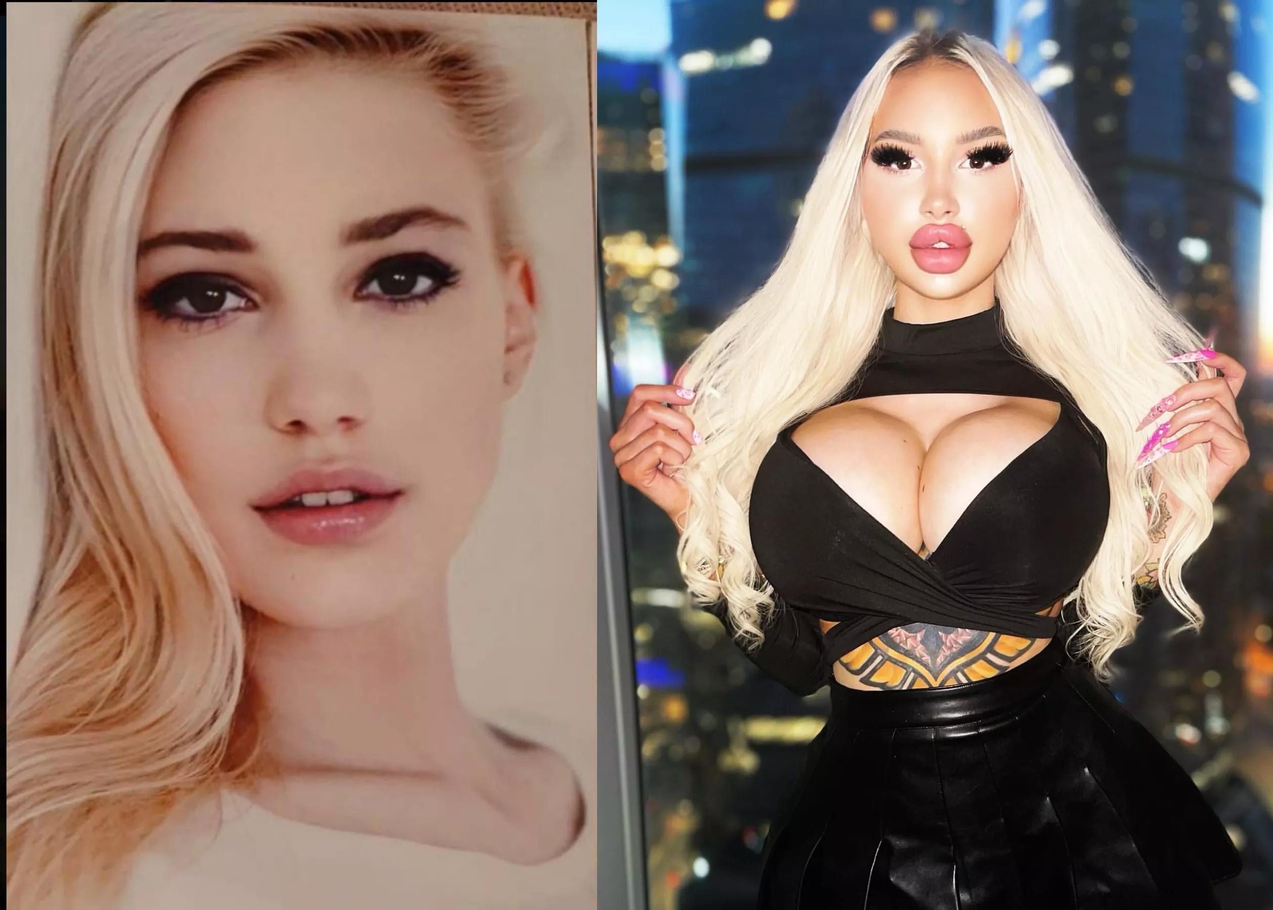 From cute girl to mega bimbo posted by Impossible-Reply5220