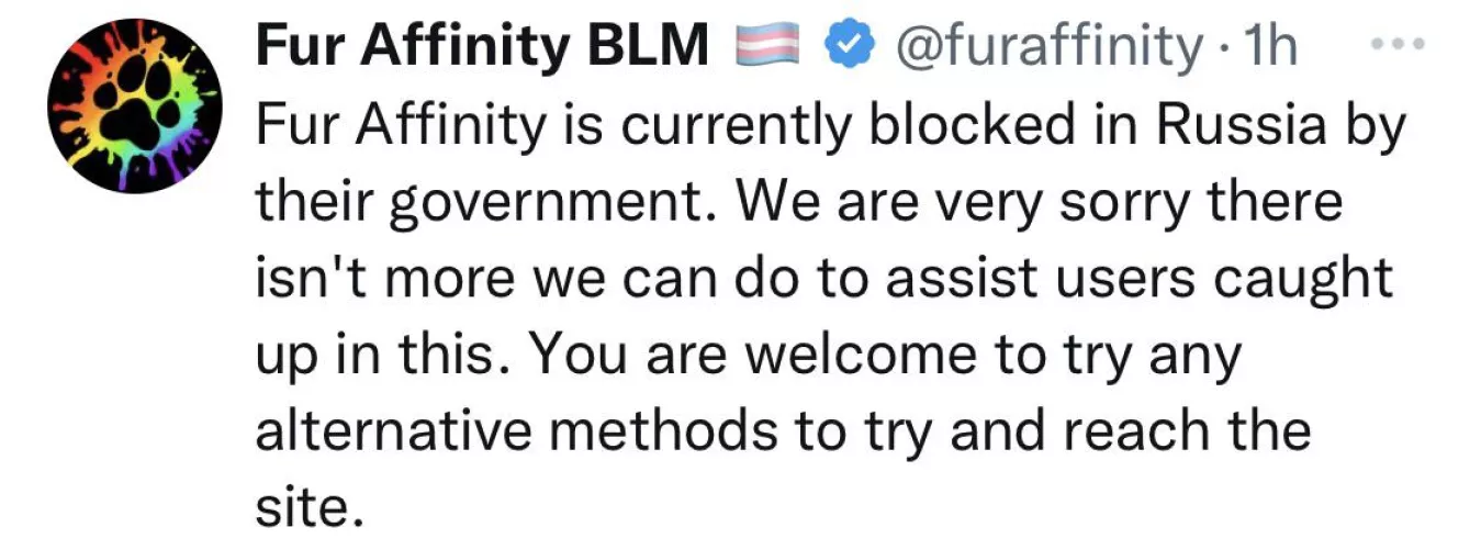 Fur Affinity blocked by Russian Government by V33d
