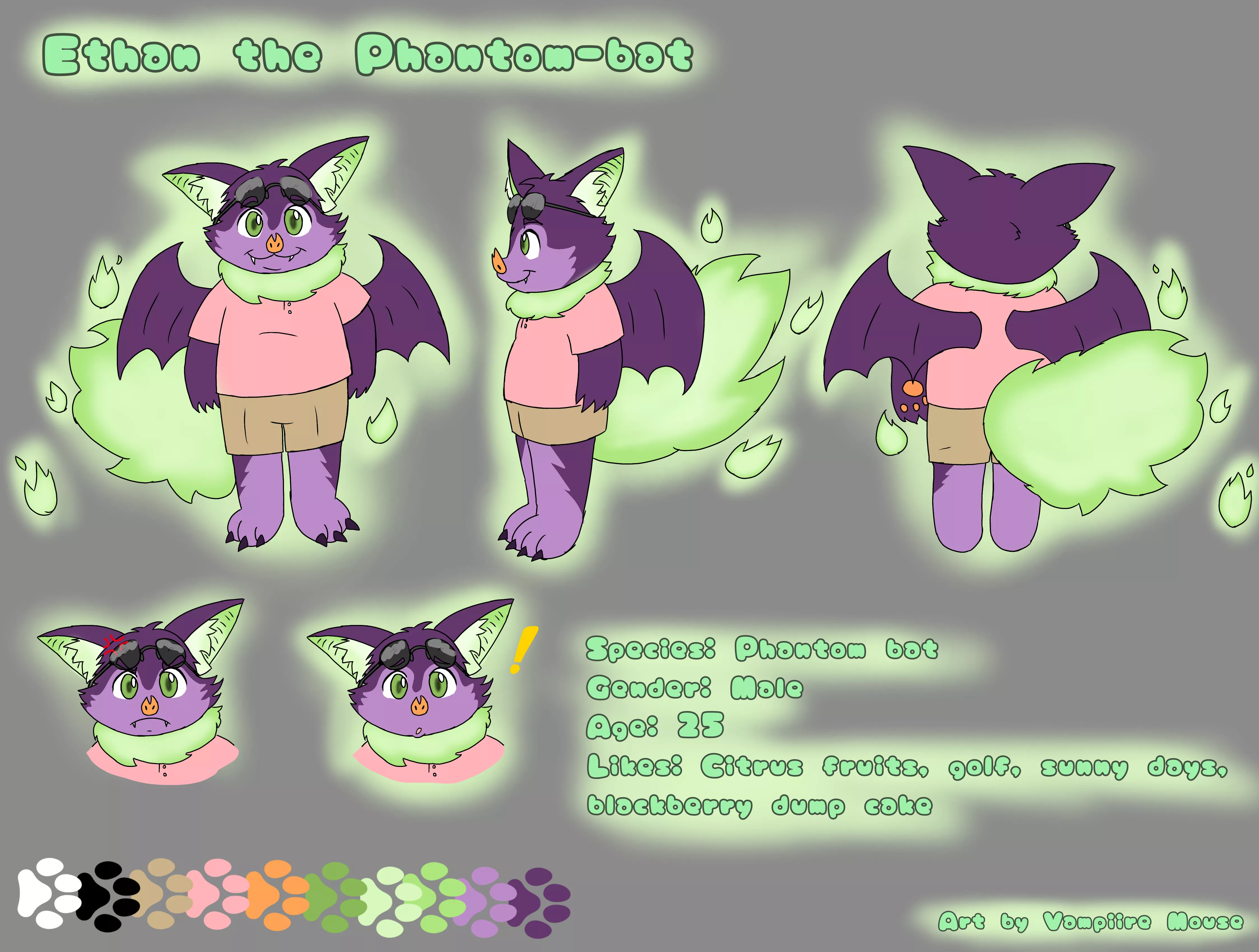 Got a new ref sheet based off an adopt I got a while back. Meet Ethan, the phantom bat. (Art by u/Nastydrawings) posted by No_Nothing6455