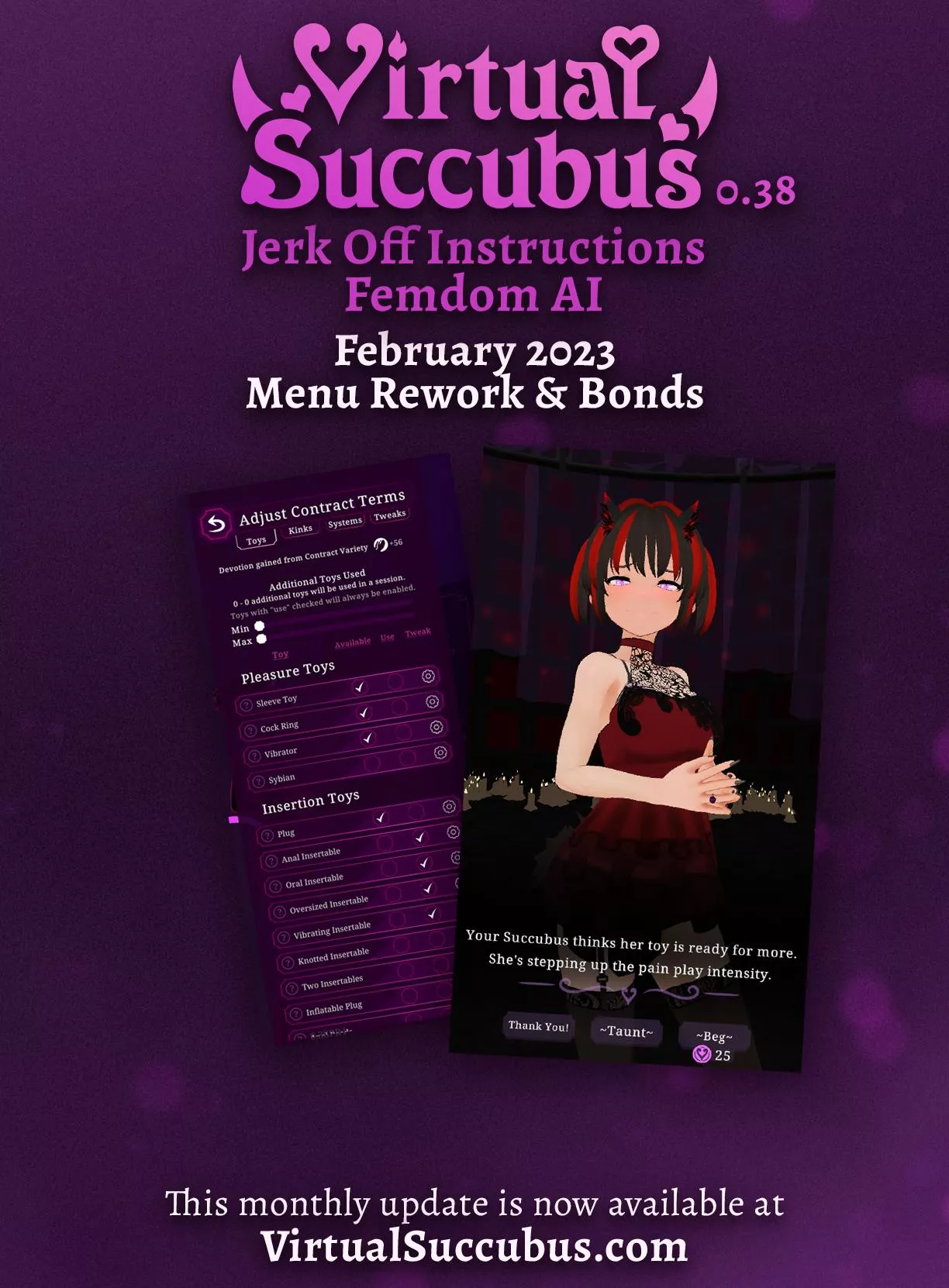 [Hentai Femdom JOI AI with Futa] Virtual Succubus Monthly Update | Menus & Bonding Update | PC/Android Demos Available posted by SuccuDev