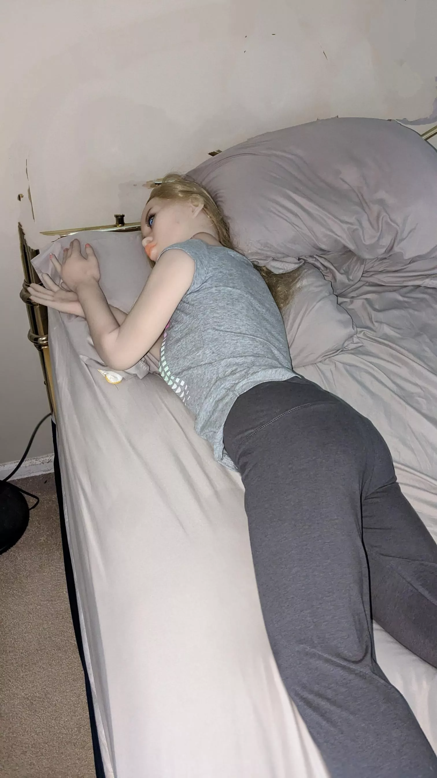 Her favorite sleeping position. She loves it when I hold her all night. ❤️ posted by Heel-and-Toe-Shifter