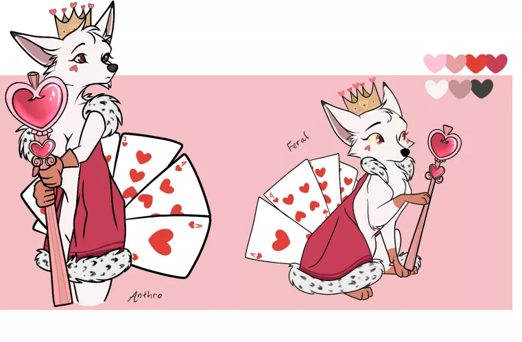 Queen of Hearts Kitsune - Offer to Adopt (Art and Design by Me!) by Glittering-Amount-68