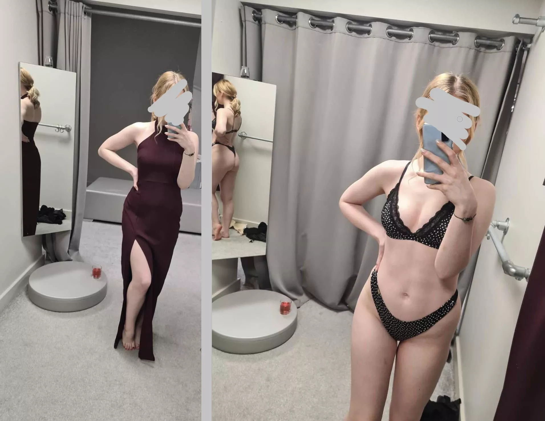 A petite girl trying on a dress posted by _cNR