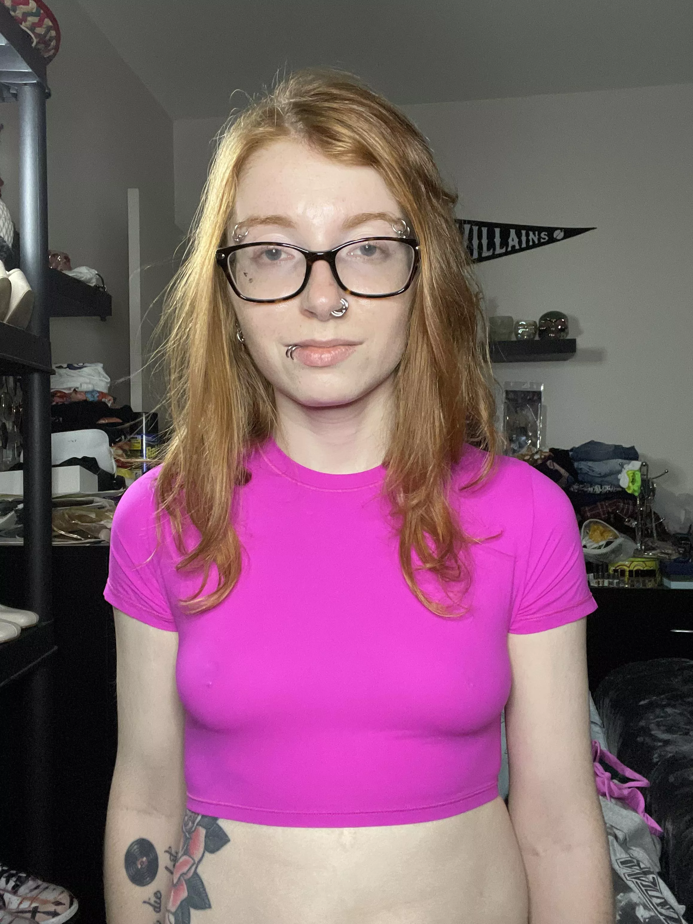 Braless in my skims crop top. posted by MeaganMcLeod