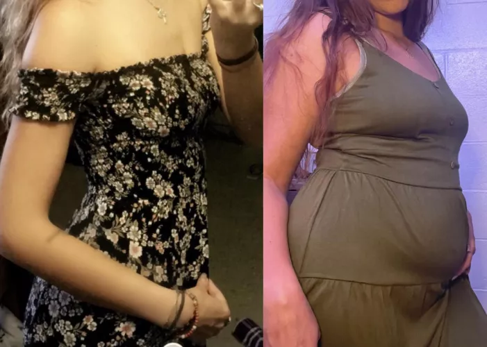 Can’t believe how big my gut has gotten with an extra 40lbs added to my once tiny figure by bellagirlsbelly