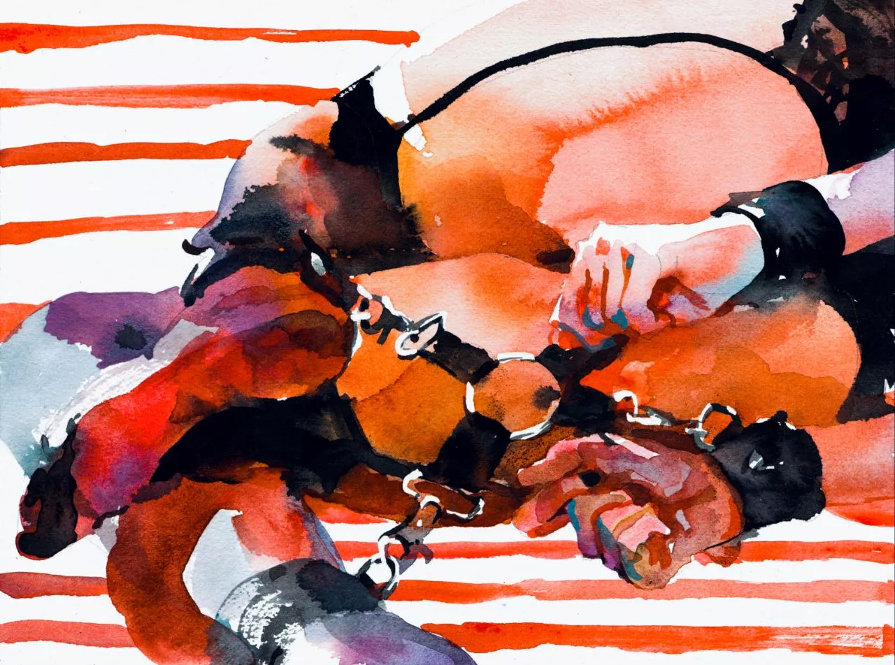 Cuffs, me, watercolor, 2019 posted by valeria_ko_art