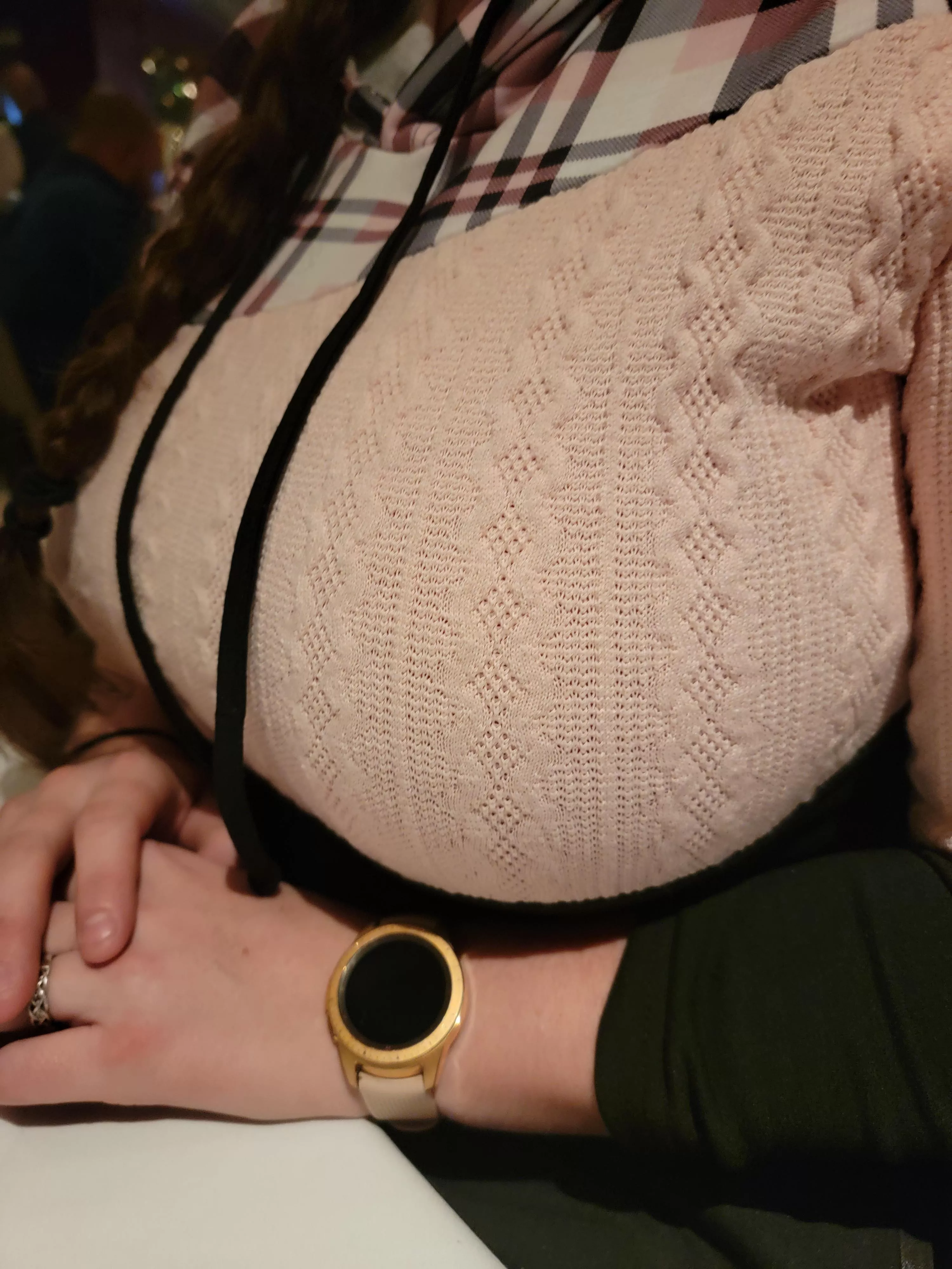 Out to dinner and decided to wear this sweater and nothing else. The service was GREAT! 🤣 posted by MackenzieLynn87