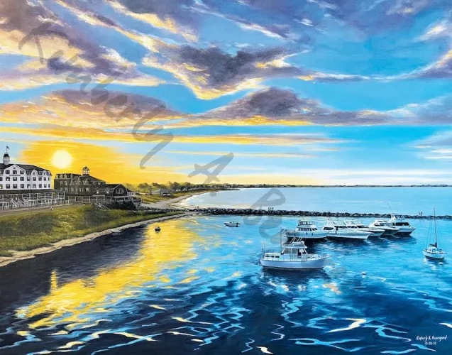 Sunset at Block Island, Rhode Island. Acrylic on canvas 30”x40” by ArtistKimB