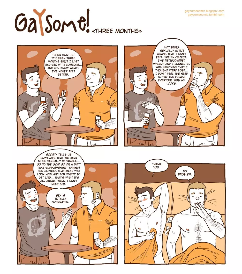 Three Months (Gaysome)[Humour] posted by PinkyAndTheKink