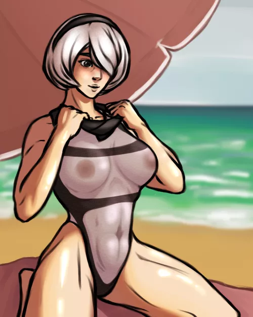 2B unmasking before going for a dip.(by me: thereniramen) by Ok_Designer3102