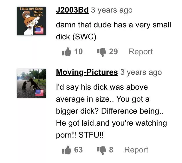 9 inches posted by CrazyKing3000