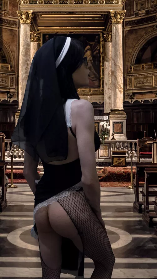 Another pic in the nun outfit, only BG edited by LeahCrossplay