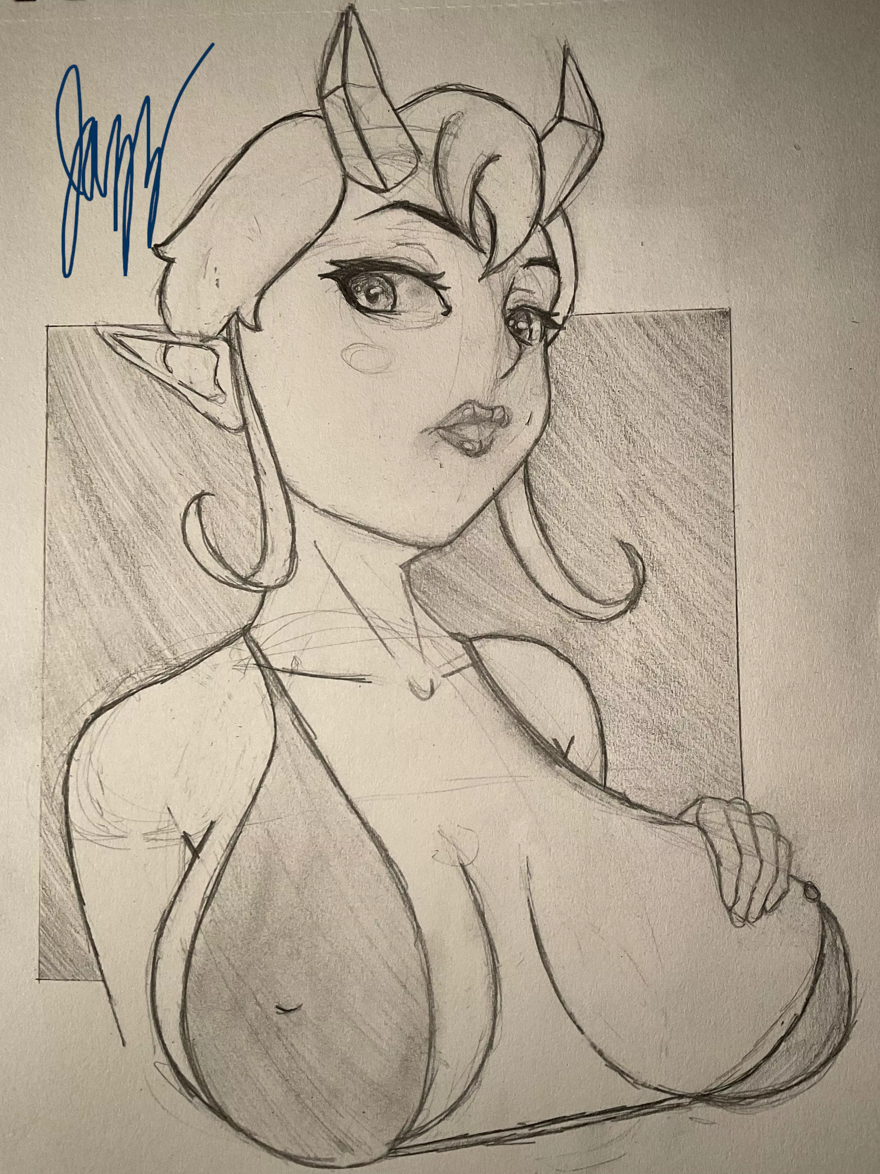 Big tiddy tiefling giving you a small peek (comment with your characters and i may draw them!) posted by Jazzlike_Ask_2800